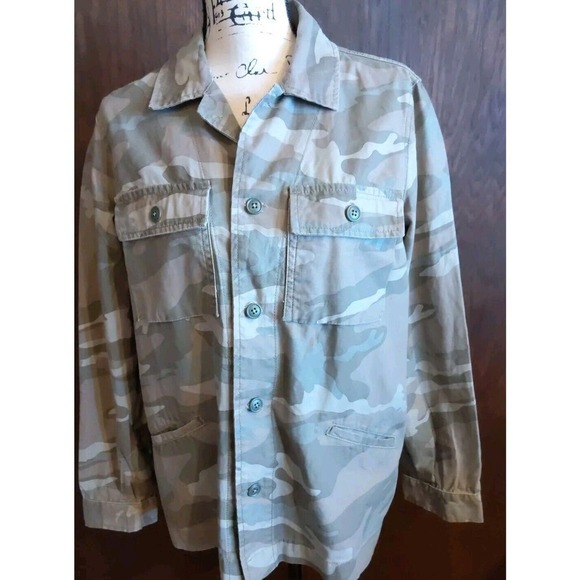 Carly Jean Los Angeles Women's Medium Camo button shirt jacket military shacket - Picture 1 of 8